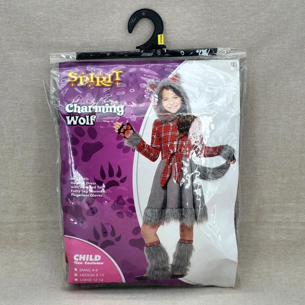 Spirit Halloween Charming Wolf Costume Kids Size Medium (8-10) NIB 01332436